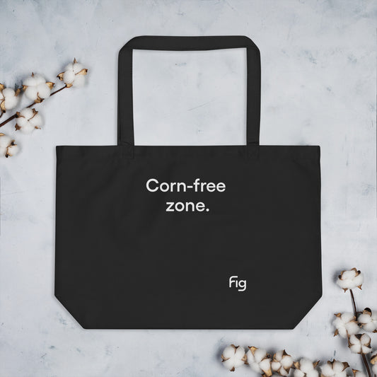 Corn-free zone | Large organic tote bag